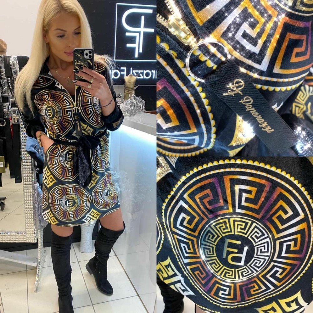 BLACK FASHION WOMEN DRESS WITH GREEK DESIGN AUTHENTIC PAPARAZZI FASHION 7992
